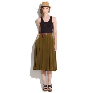 Madewell silk canyon skirt in Turkish Olive